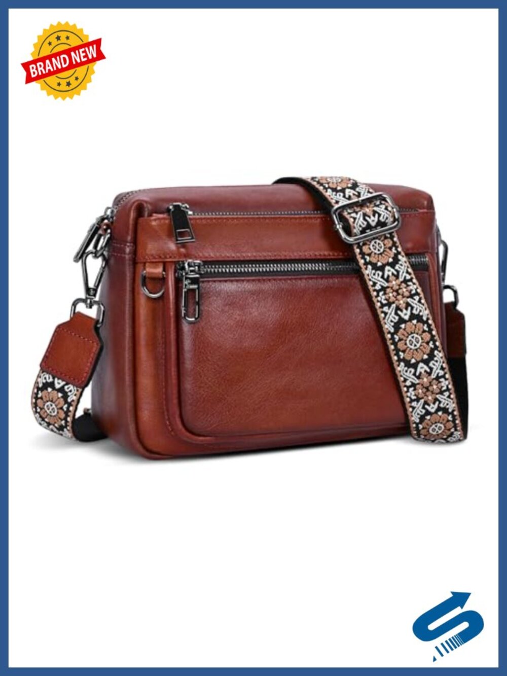 Genuine Leather Crossbody Purse RFID Satchel Adjustable Strap Women Handbag